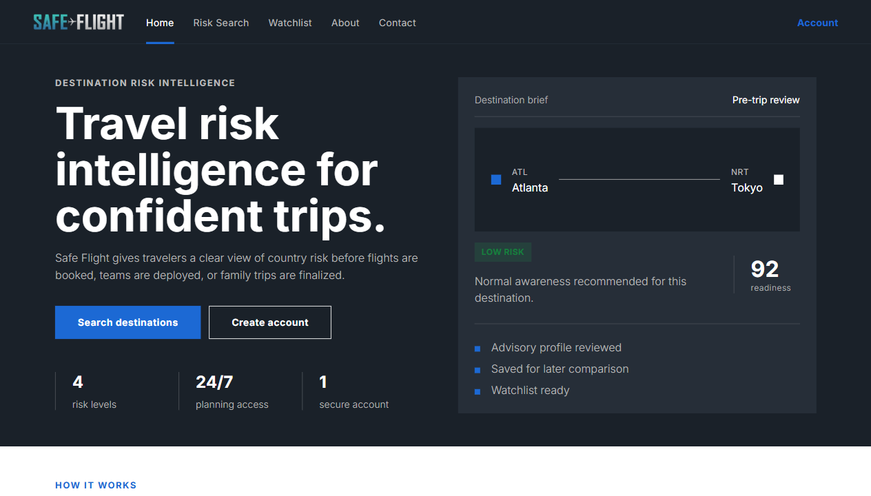 Safe Flight home page